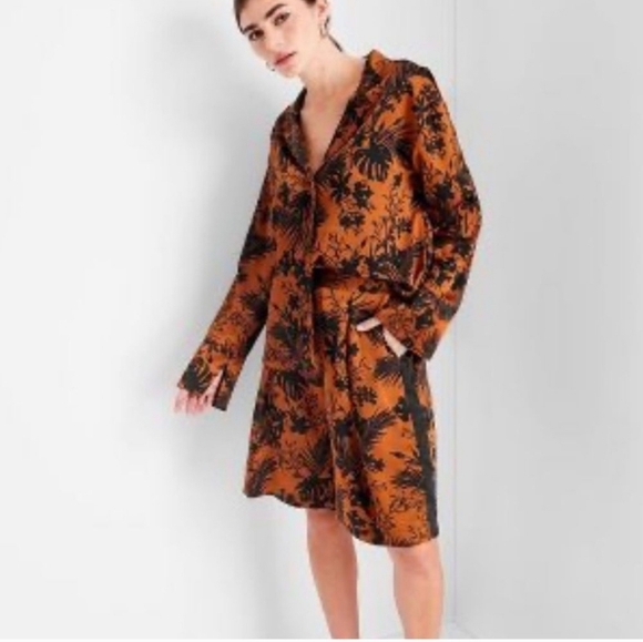 Future Collective Pants - Future Collective Kahlana Barfield Brown Floral Black & Orange Women's Shorts